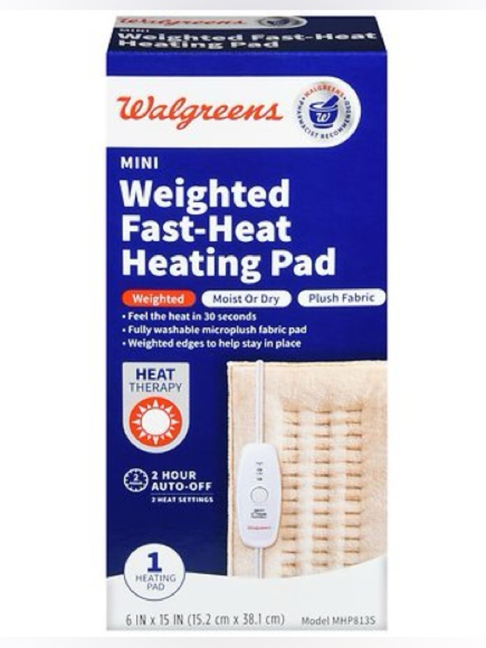 Walgreens Mini Weighted Fast-Heat Heating Pad - Beige